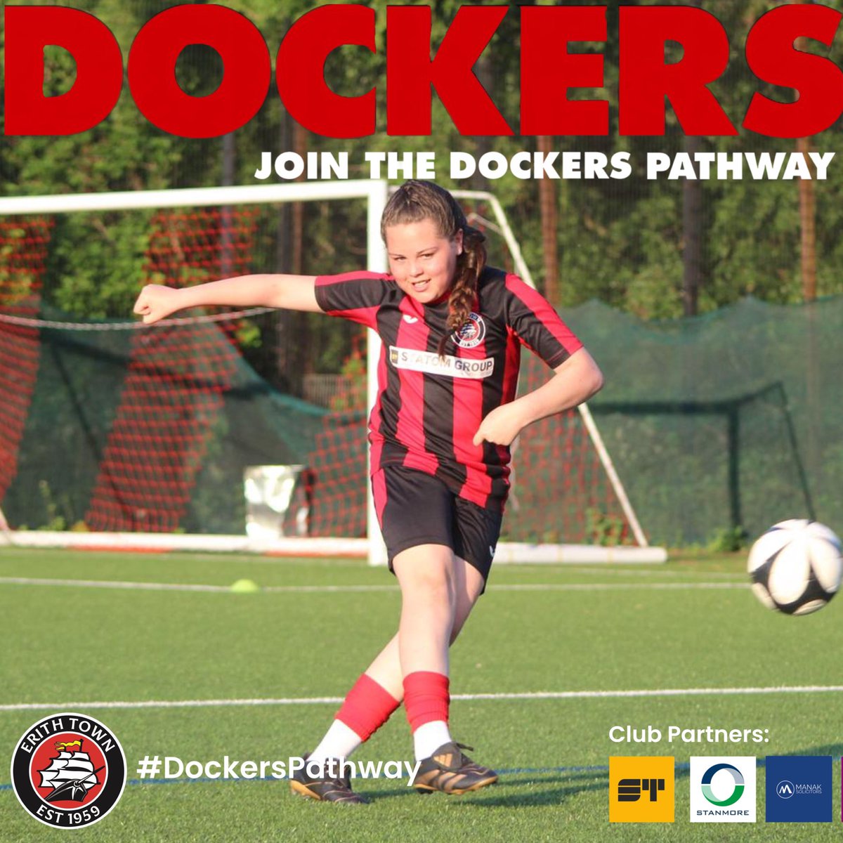 🛣️ | FEMALE U12 <a href="/jpluk/">Junior Premier League</a>

Our female sessions are going from strength to strength with our weekly training sessions, so why not come along to strengthen our growing squad as we head into next season?

For more info, just email youth@erithtown.com

#UpTheDockers | #DockersPathway