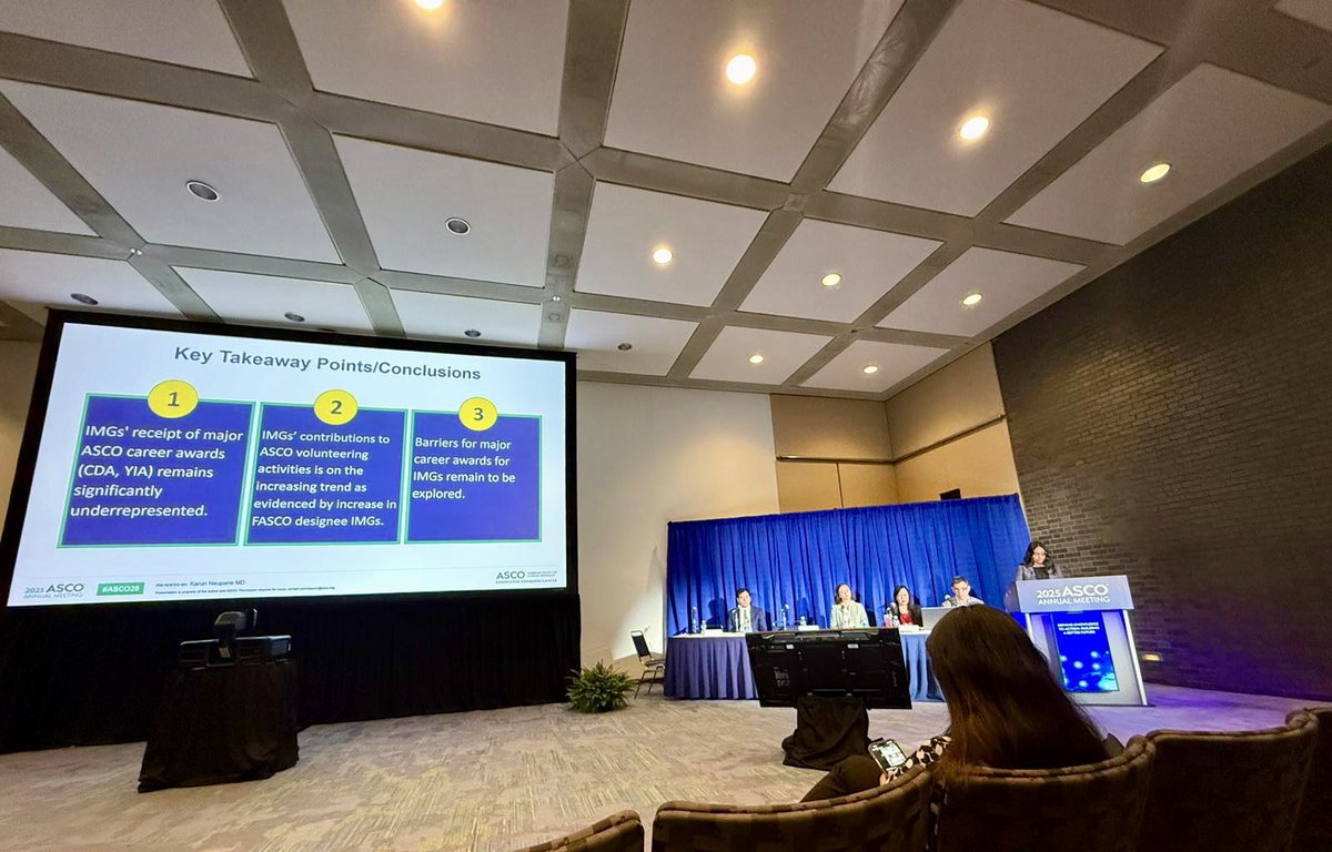 Charmi Bhanushali (@charmi_bhan) on Twitter photo Honored to present our rapid oral abstract “Recognizing International Medical Graduates: Awards & Committee Membership in ASCO” at #ASCO25 on behalf of <a href="/KarunNeupaneMD/">Karun Neupane, MD</a>
Key takeaways:
- IMGs remain underrepresented in major awards (CDA/YIA)
- Contribution from IMGs to ASCO Honored to present our rapid oral abstract “Recognizing International Medical Graduates: Awards & Committee Membership in ASCO” at #ASCO25 on behalf of <a href="/KarunNeupaneMD/">Karun Neupane, MD</a>
Key takeaways:
- IMGs remain underrepresented in major awards (CDA/YIA)
- Contribution from IMGs to ASCO