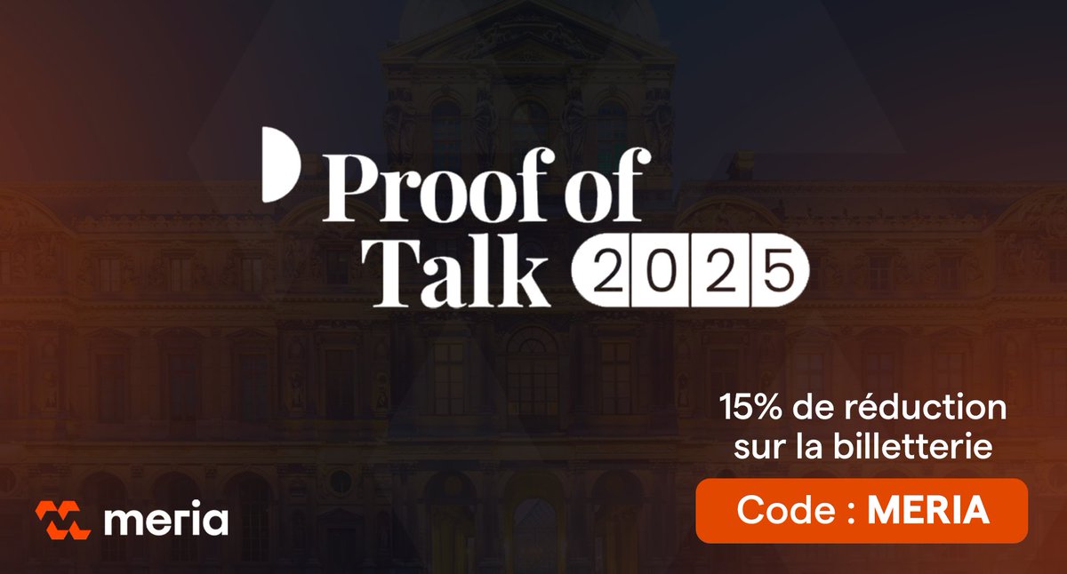 Meria (@meria_finance) on Twitter photo 🗓️ Rejoignez-nous à Paris les 10 et 11 juin pour <a href="/proofoftalk/">Proof of Talk</a> 2025
Nous discuterons notamment des risques et des opportunités de la DeFi pour les investisseurs, lors du panel "DeFi & Stablecoin Yield: Opportunities and Risks for Investors" sur la scène Da Vinci, le 11 juin à 🗓️ Rejoignez-nous à Paris les 10 et 11 juin pour <a href="/proofoftalk/">Proof of Talk</a> 2025
Nous discuterons notamment des risques et des opportunités de la DeFi pour les investisseurs, lors du panel "DeFi & Stablecoin Yield: Opportunities and Risks for Investors" sur la scène Da Vinci, le 11 juin à