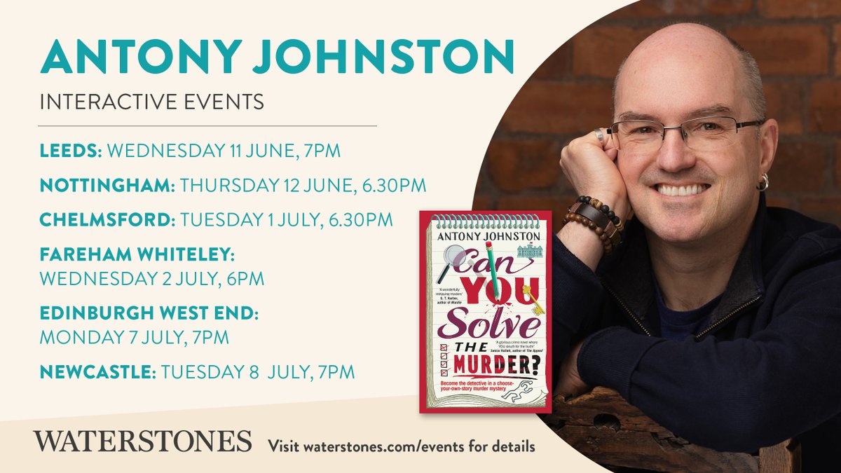 Transworld Books (@transworldbooks) on Twitter photo Calling all murder mystery fans!! Don’t miss out on these super fun, interactive events where you take on the role of a detective to solve the murder.
Join author <a href="/AntonyJohnston/">Antony Johnston (@antonyjohnston elsewhere, too)</a> as he leads you through the crime scene and gives you intriguing statements from potential suspects. Calling all murder mystery fans!! Don’t miss out on these super fun, interactive events where you take on the role of a detective to solve the murder.
Join author <a href="/AntonyJohnston/">Antony Johnston (@antonyjohnston elsewhere, too)</a> as he leads you through the crime scene and gives you intriguing statements from potential suspects.