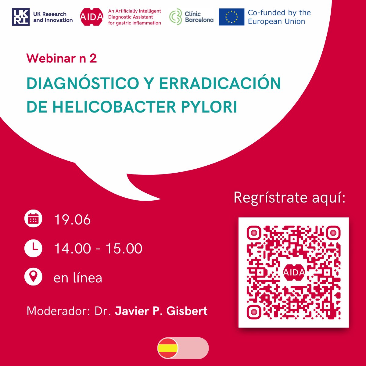 AIDA EU project (@aidaeuproject) on Twitter photo 📢 Mañana sigue la serie de webinars AIDA
Tema: Diagnóstico y tratamiento de Helicobacter pylori
🕑 14h (España)
Con Samuel Martínez, J. Tejedor y M. Sánchez
Modera J.P. Gisbert
¡No te lo pierdas! <a href="/hpeureg/">Hp-EuReg 💊</a> <a href="/hospitalclinic/">Hospital Clínic</a> 📢 Mañana sigue la serie de webinars AIDA
Tema: Diagnóstico y tratamiento de Helicobacter pylori
🕑 14h (España)
Con Samuel Martínez, J. Tejedor y M. Sánchez
Modera J.P. Gisbert
¡No te lo pierdas! <a href="/hpeureg/">Hp-EuReg 💊</a> <a href="/hospitalclinic/">Hospital Clínic</a>