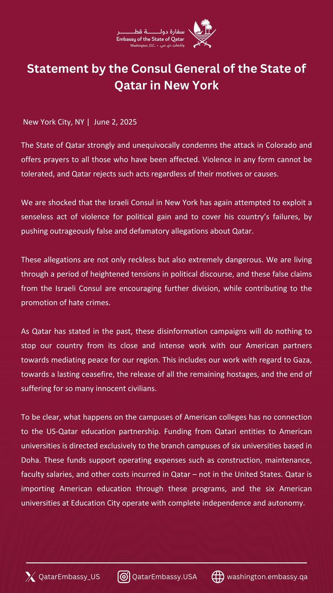 Consulate General of the State of Qatar - New York (@qatarconsulate) on Twitter photo 