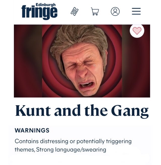 This could be the #edfringe show for you, providing you like your distressing or potentially triggering themes set to relentlessly cheerful Casio backing tracks
edfringe.com/tickets/whats-…