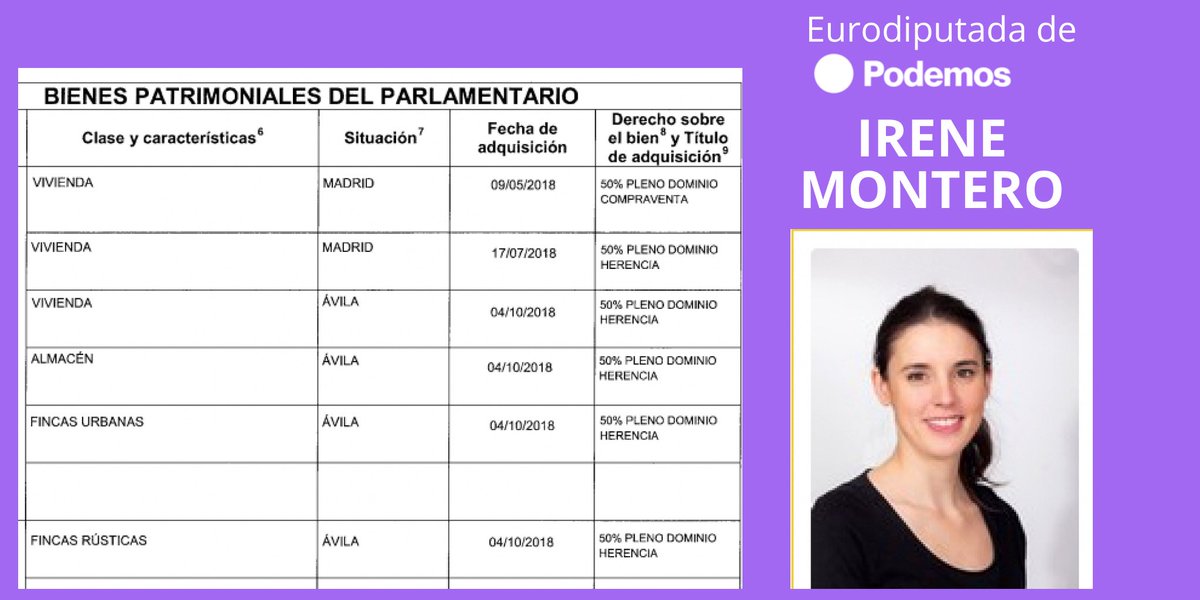 A Irene Montero no le gusta especular pero tiene más viviendas de las que necesita para vivir.
La hipocresía morada👇