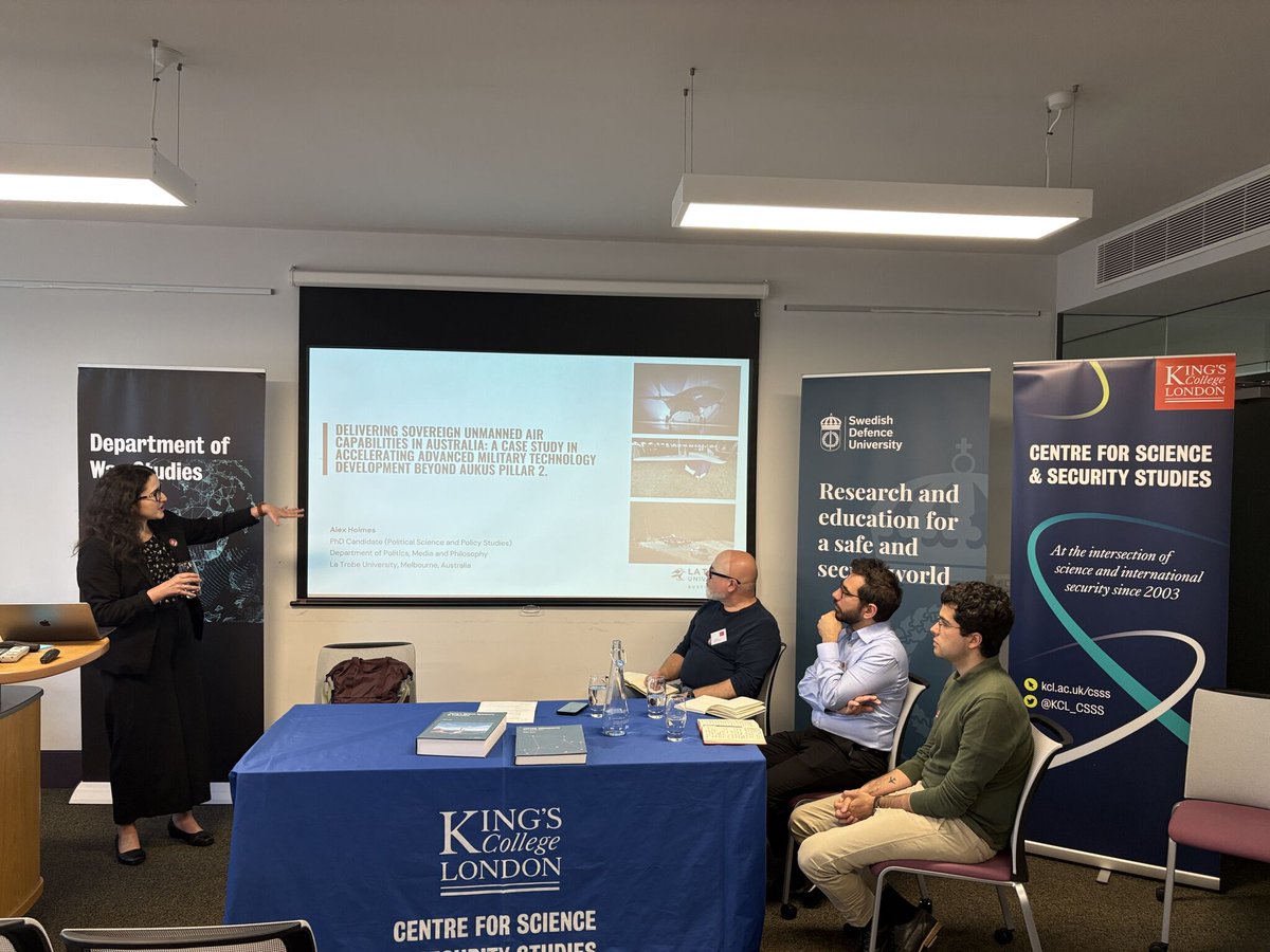 Centre for Science & Security Studies (@kcl_csss) on Twitter photo A great success! ✅
MIN hosted the 2nd Doctoral & ECR Workshop on Military & Defence Innovation with the Swedish Defence University. <a href="/Forsvarshogsk/">Försvarshögskolan</a>
Excellent discussions on tech, inter-service dynamics, military strategy & more.
A huge thanks to our brilliant speakers! 👏 A great success! ✅
MIN hosted the 2nd Doctoral & ECR Workshop on Military & Defence Innovation with the Swedish Defence University. <a href="/Forsvarshogsk/">Försvarshögskolan</a>
Excellent discussions on tech, inter-service dynamics, military strategy & more.
A huge thanks to our brilliant speakers! 👏