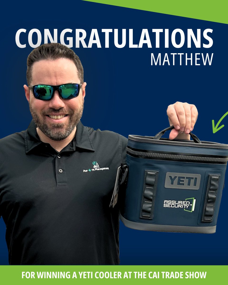BLMSecurity's tweet image. Congratulations Matthew for winning a Yeti cooler at the CAI Trade Show!
-
#assuredsecuritymn #onestopshop #peaceofmind #caitradeshow2025 #networkingevent #electronicsecuritysolutions #doorsecurity #buildingsecurity #AssociationManagement #propertymanagement