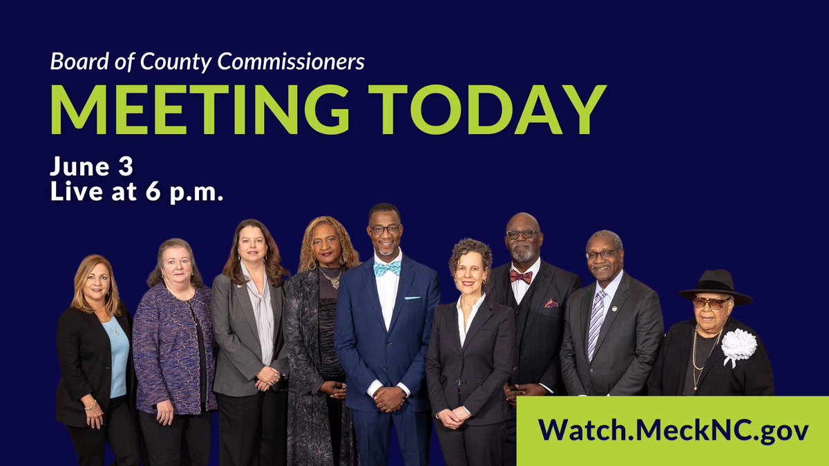 On the agenda for today's #MeckBOCC meeting: the budget adoption, proclamations for Juneteenth, LGBTQ Pride Month, and a gun violence prevention art installation.

Live at 6 p.m.: Watch.MeckNC.gov
Full agenda: bit.ly/2025BOCC