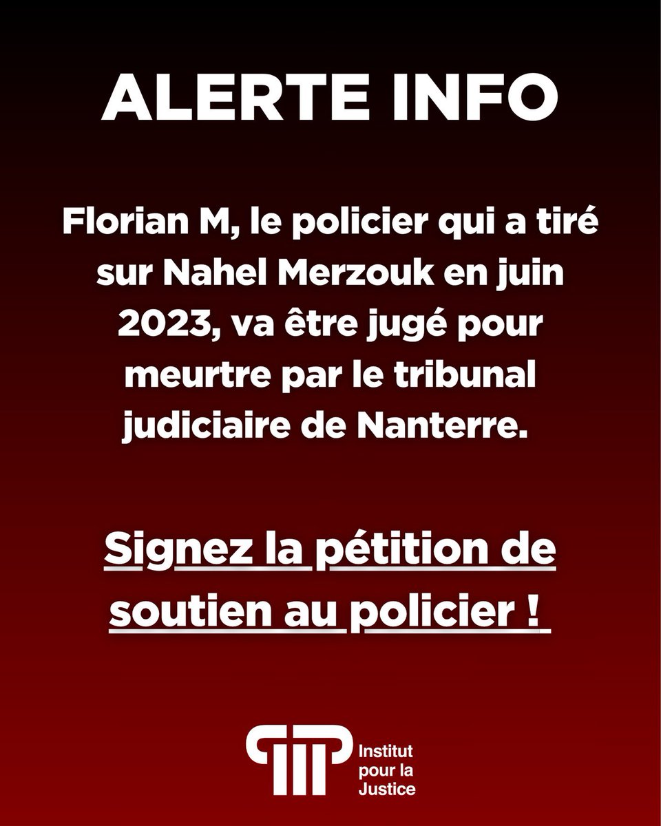 Bleu Blanc Rouge ! 🇫🇷 (@lbleublancrouge) on Twitter photo 🚨 SIGNEZ la pétition de <a href="/InstitutJustice/">Institut pour la Justice</a> et FAITES TOURNER en masse !
Soutien total à notre policier qui a juste essayé de faire son travail comme il a pu. 🙌🏻🇫🇷
petition.institutpourlajustice.org/soutien-polici… ✍🏻 🚨 SIGNEZ la pétition de <a href="/InstitutJustice/">Institut pour la Justice</a> et FAITES TOURNER en masse !
Soutien total à notre policier qui a juste essayé de faire son travail comme il a pu. 🙌🏻🇫🇷
petition.institutpourlajustice.org/soutien-polici… ✍🏻