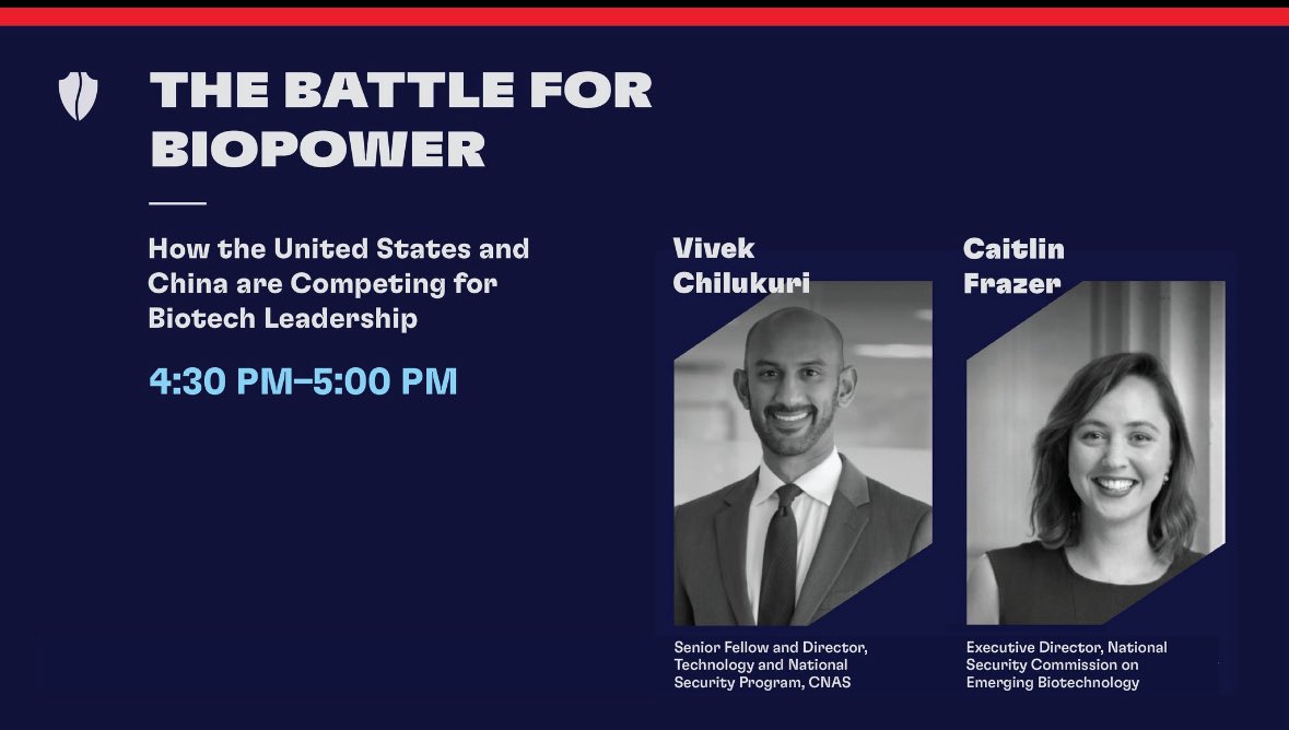 Tune in at 4:30p ET today for my discussion with Caitlin Frazer, Executive Director of the NSCEB on the US-China competition for global biotech leadership. <a href="/biotech_gov/">NSCEB</a> #CNAS2025