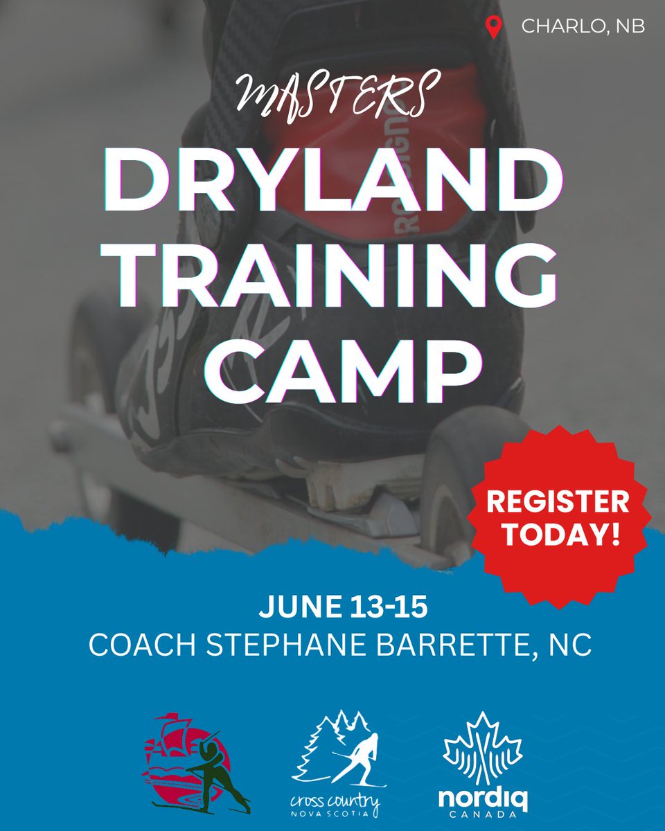 2025 MASTERS DRYLAND CAMP!  
> June 13-15  
> Ages 30+   
> Fee $150 (does not include accommodations)  
> Instructor Stéphane Barrette, Nordiq Canada  
> At Les Aventuriers de Charlo    

INFO + REGISTER  ✅ crosscountryns.ca/2025/05/12/dry…
