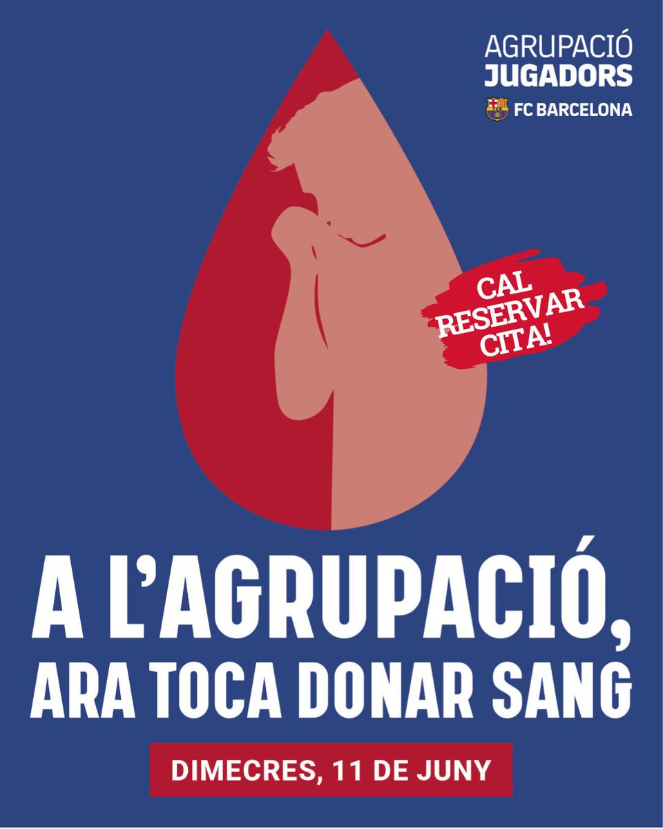 Necessitem la teva solidaritat en forma de sang!

El dia 11 de juny vine a la seu de l’Agrupació a donar sang.
Estem a tocar de l'Spotify Camp Nou!
⏰ De 16 a 20 hores 
Requisit general: tenir entre 18 i 70 anys i pesar més de 50 kg.

🔗Reserva cita aquí
buff.ly/ag46nbc