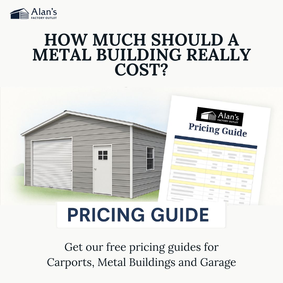 Confused About Metal Building Prices? 
Thinking about a carport or metal building but not sure what it should cost?
Check out our FREE pricing guide, it breaks it all down by size, style, and more.
Know before you buy: alansfo.com/45F9eKu