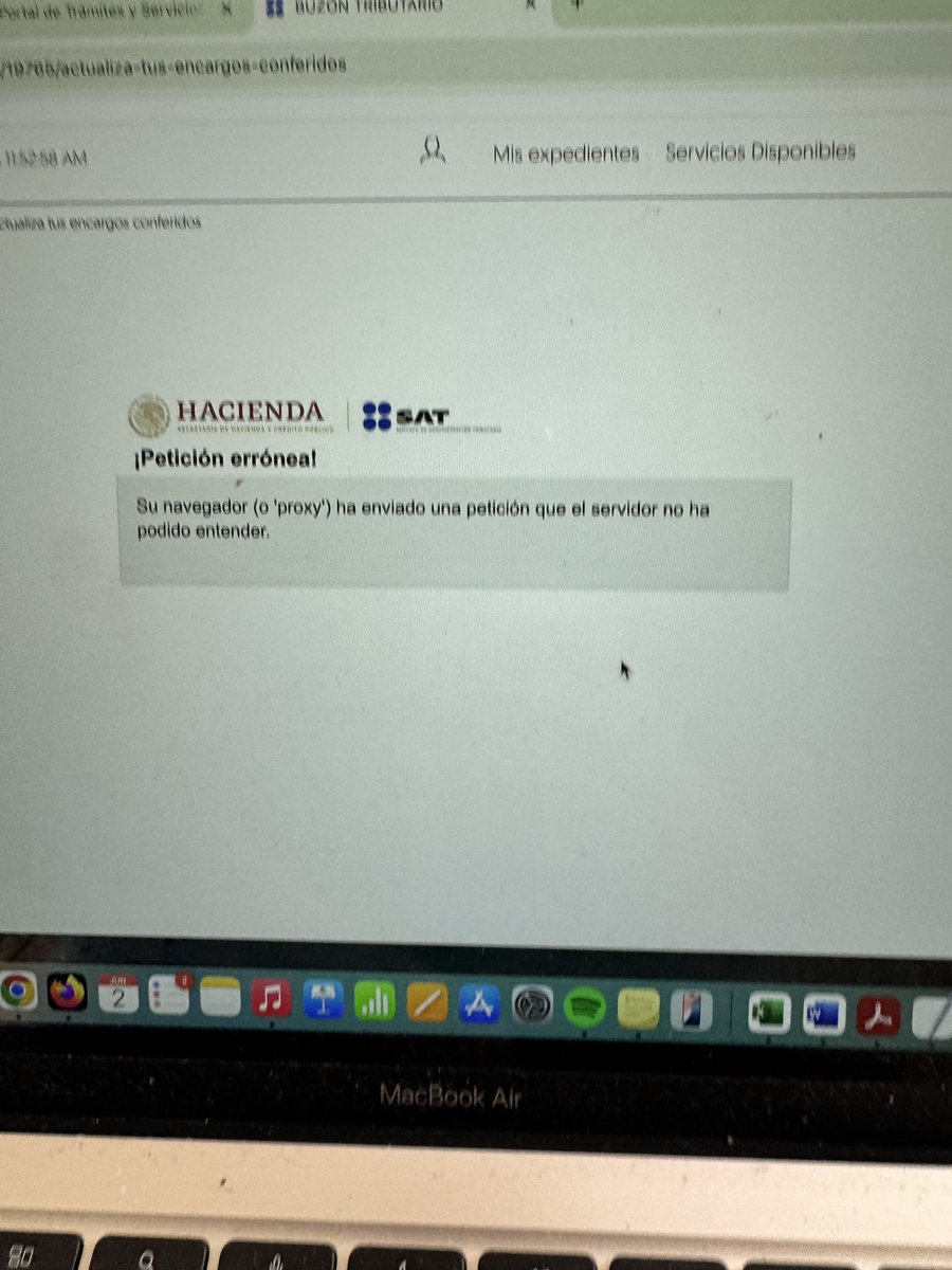 Cynn_Gc's tweet photo. @SATMX  cuando van a solucionar el error que lleva semanas para hacer encargos conferidos ? 
Algunas veces no deja entrar al portal y si se logra entrar manda este mensaje de error en proxy, ya intenté en navegadores diferentes, eliminando cookies y nada https://t.co/lbqGfy40ZU