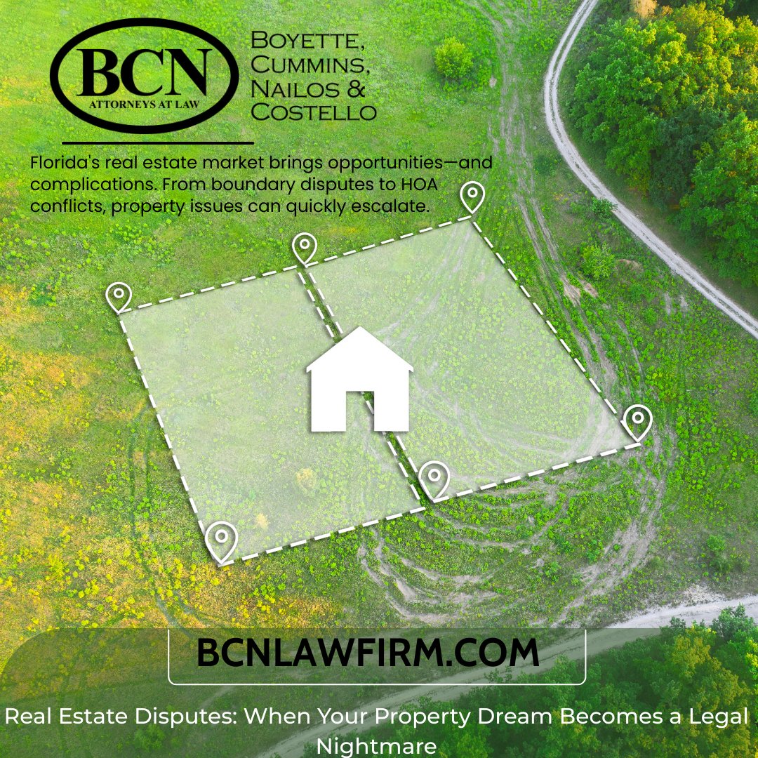 BCNLawFirm's tweet photo. Real Estate Disputes
In Florida
 property dreams can turn into legal nightmares
 From boundary issues to undisclosed defects
 we help resolve
• Title problems
• HOA conflicts
• Seller disclosure issues
• Construction defects

#tuesdayvibe  #TuesdayFeeling https://t.co/O8NORFNKFV