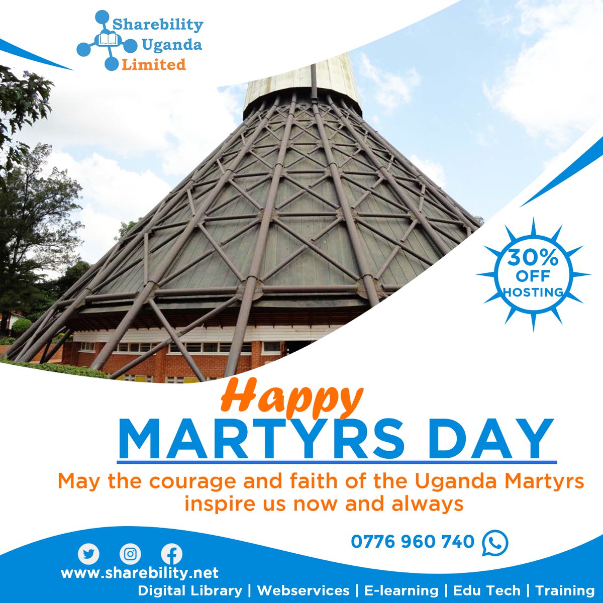 *Honoring the Uganda Martyrs*
Today, we remember the unwavering faith and sacrifice of the Uganda Martyrs.
_May their legacy guide us to live with purpose, courage, and unity._
*Happy Uganda Martyrs Day from Sharebility Uganda Limited.*
🌐 sharebility.net 
📞 0776 960 740
