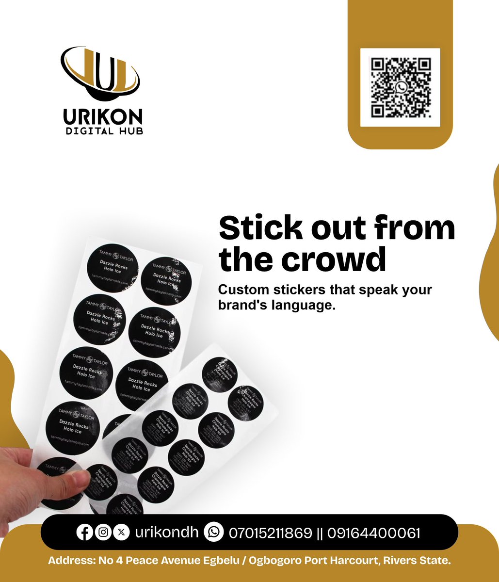 UrikonDH's tweet image. Put your brand in every hand — with custom stickers that stick!

Choose quality, choose innovation, choose Urikon!

#urikondigitalhub
#stickerbrand
#xtrends