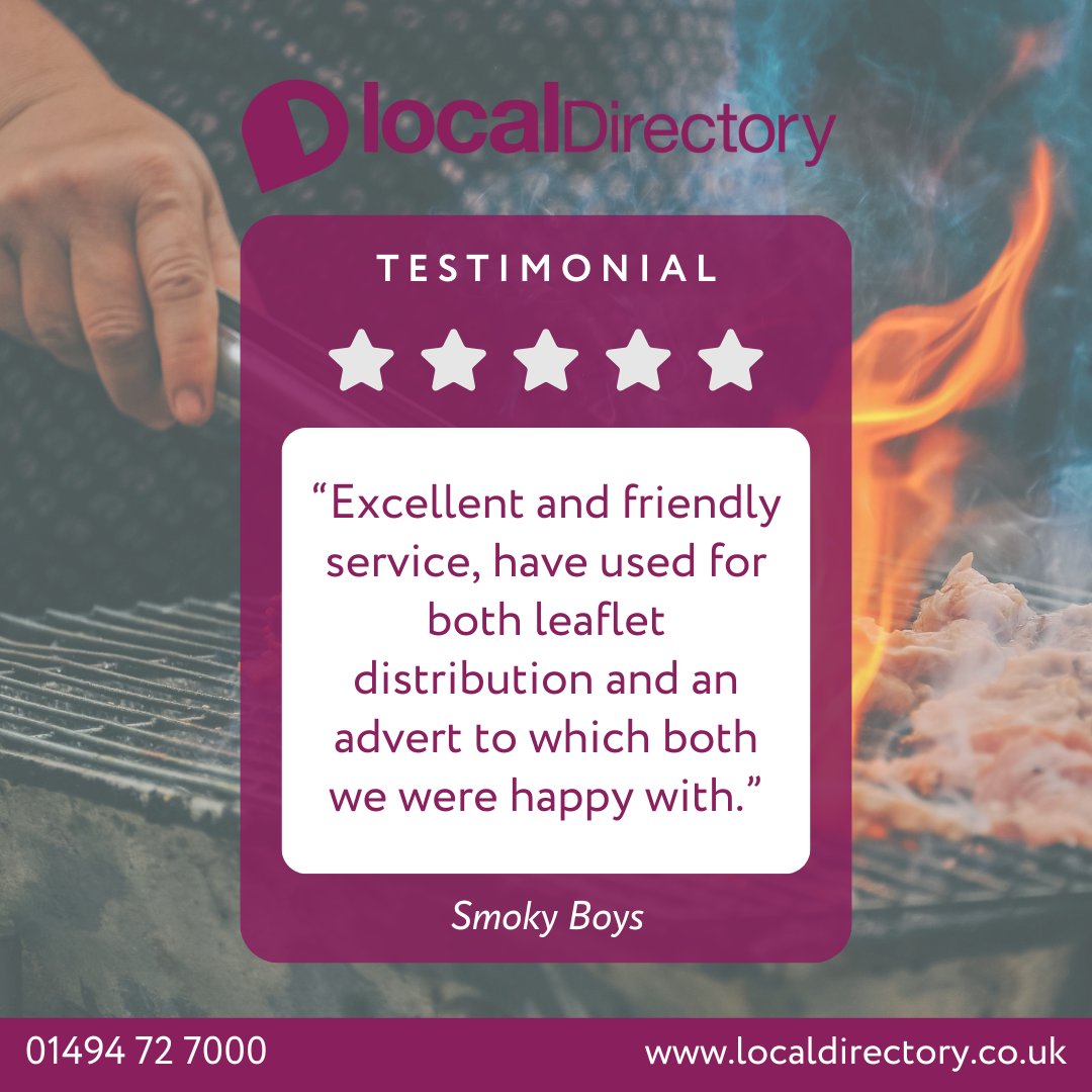 localdirectory2's tweet image. ⭐Testimonial Tuesday⭐  

Nothing makes us prouder than happy clients.  

Here&apos;s what Smoky Boys had to say about us!  

#testimonialtuesday #5starreview #leafletdistribution