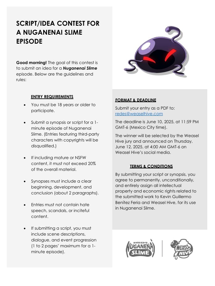 We know many of you have asked for a chance to participate on Nuganenai Slime — and now the opportunity has arrived! 

If you have any questions, feel free to contact us directly. 
Best regards!