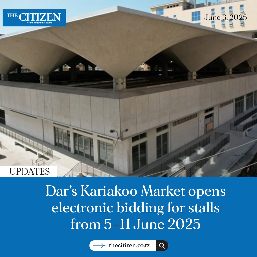 The management of Kariakoo Market has announced the commencement of an open bidding process for business stalls, to be conducted from 5 to 11 June 2025 via the TAUSI Portal electronic system.

In a statement issued today, 3 June 2025, Kariakoo Market Corporation Director, Mr
