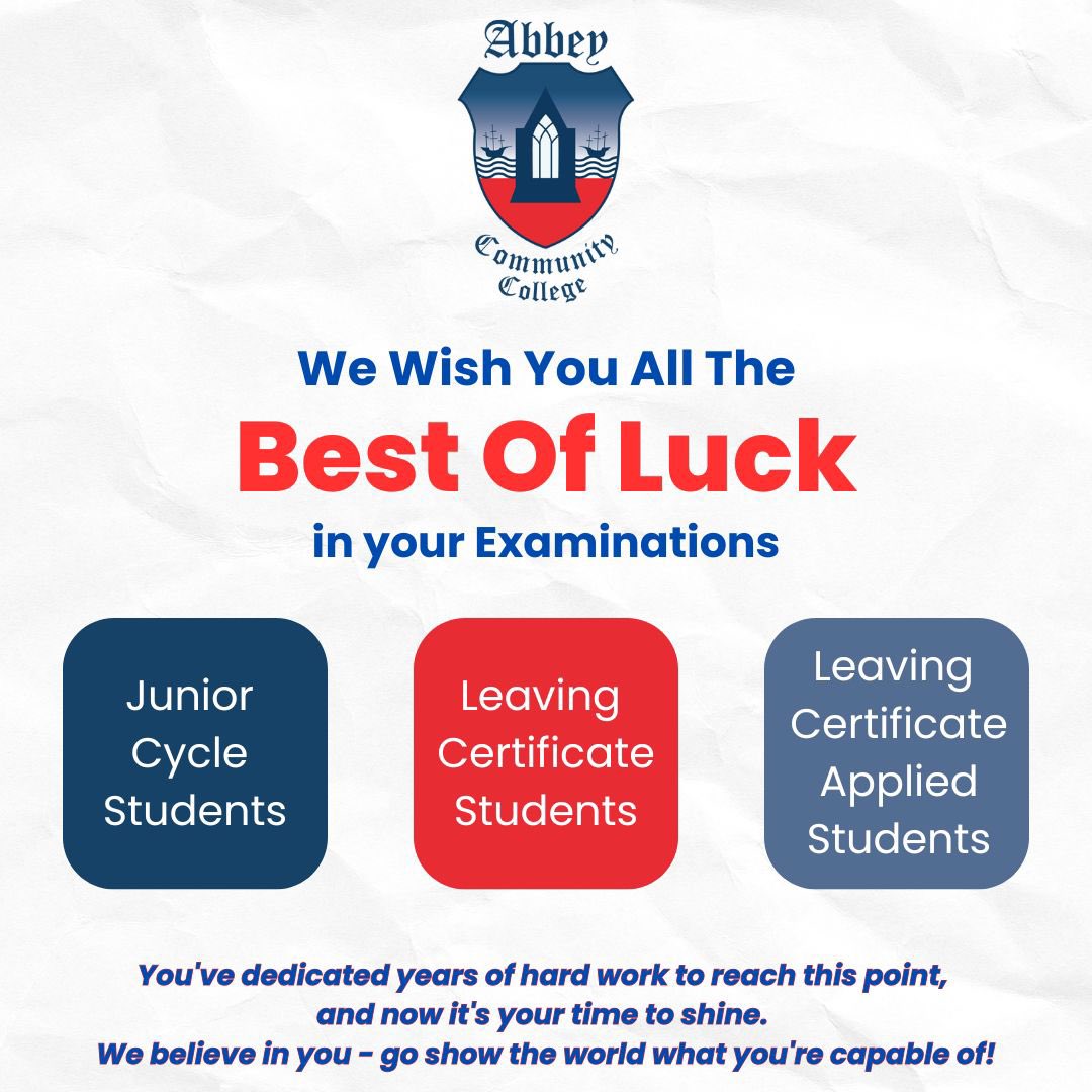 Abbey Community College, Waterford (Official) (@abbeycc_wd) on Twitter photo Best of luck to all our students starting their state exams! You've worked hard for this—stay calm, do your best, and know that we’re all behind you. You've got this! 💙♥️ <a href="/KCETB_Schools/">KCETB Schools</a> Best of luck to all our students starting their state exams! You've worked hard for this—stay calm, do your best, and know that we’re all behind you. You've got this! 💙♥️ <a href="/KCETB_Schools/">KCETB Schools</a>