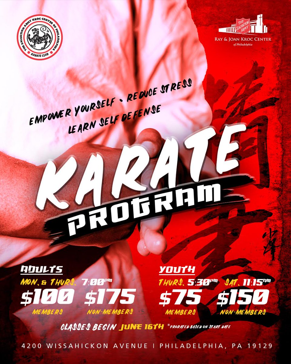 Chop, Kick, Register. Repeat. 🥋

Karate is coming to the Kroc starting June 16, and it’s about to be a black belt summer. 💥

Spots fill fast, so don’t wait—registration is open now! (
The payment covers the full semester of the program.)

 🔗 Link in bio for details!