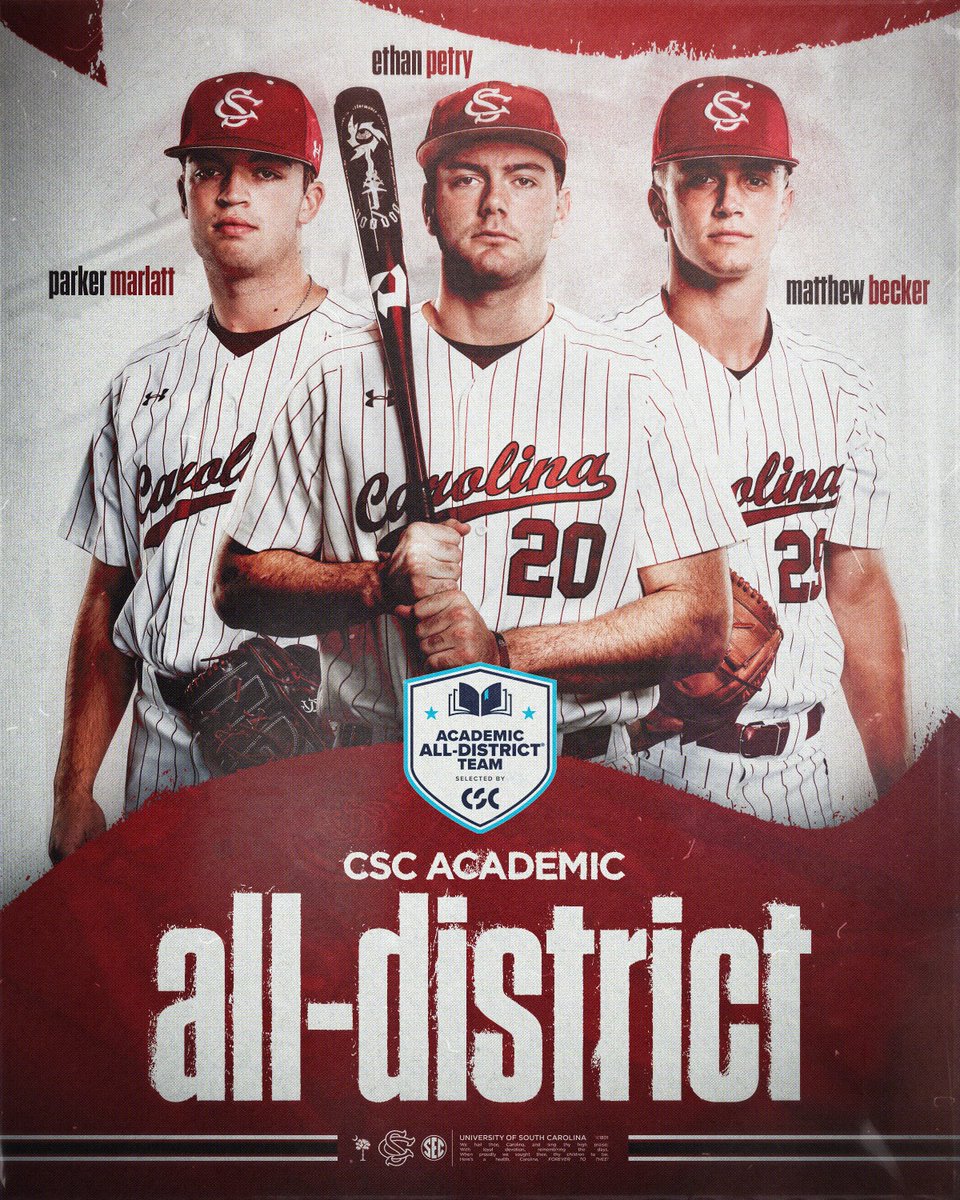 Gamecock Baseball (@gamecockbasebll) on Twitter photo Congrats to our <a href="/CollSportsComm/">College Sports Communicators</a> Academic All-District honorees!
#Gamecocks | #ForeverToThee Congrats to our <a href="/CollSportsComm/">College Sports Communicators</a> Academic All-District honorees!
#Gamecocks | #ForeverToThee