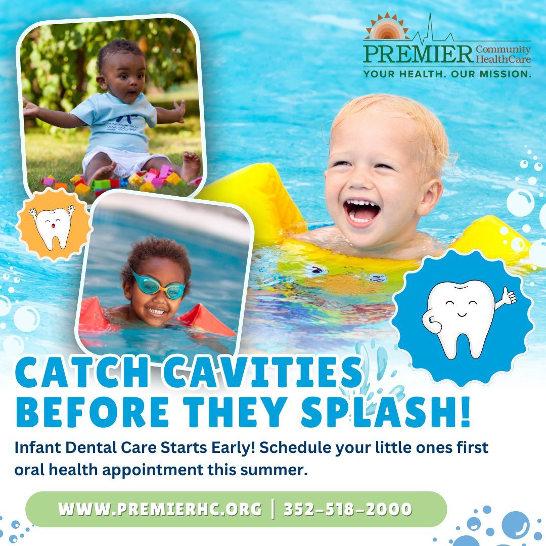 ☀️ Hello, Sunshine—Hello, Healthy Smiles! 😁🦷 

Summer is the perfect time for pool days, play dates, and… a quick dental check-up! 

👶 Start early and catch cavities before they splash! 
📞 Call 352-518-2000 to schedule today. 

#PremierCommunityHealthCare #CavityFreeSummer