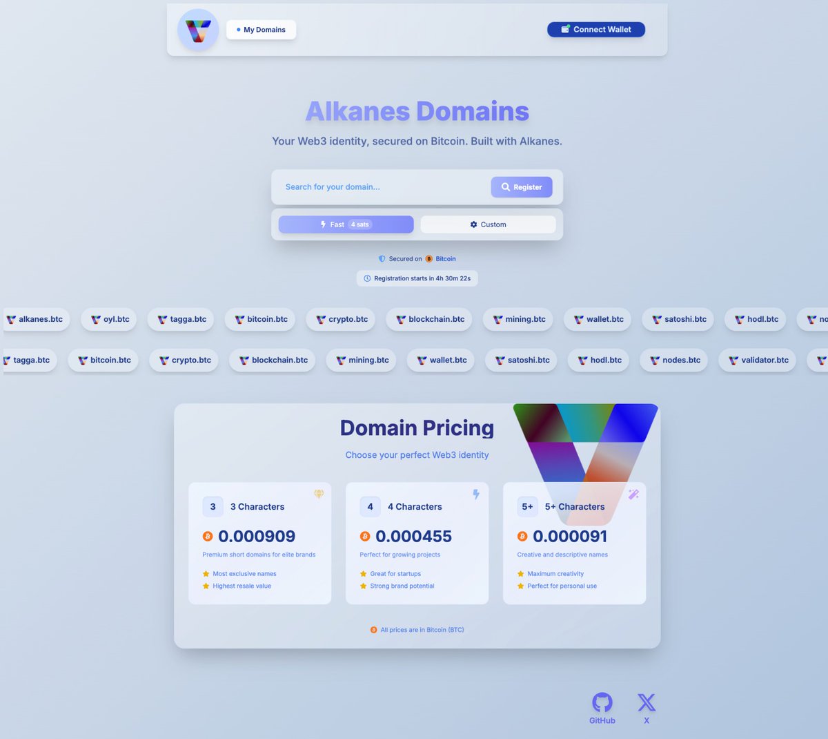 AlkanesDomains's tweet photo. Our website and contracts are ready now. We are happy to announce it. You can start registering your Alkanes domain name today at 19:00 UTC.

https://t.co/ny8kNRX05N

我们的网站和合同已经准备就绪。我们很高兴地宣布这一消息。您可以在今天 19:00 UTC 开始注册您的 Alkanes 域名。 https://t.co/UenM5GhNUJ