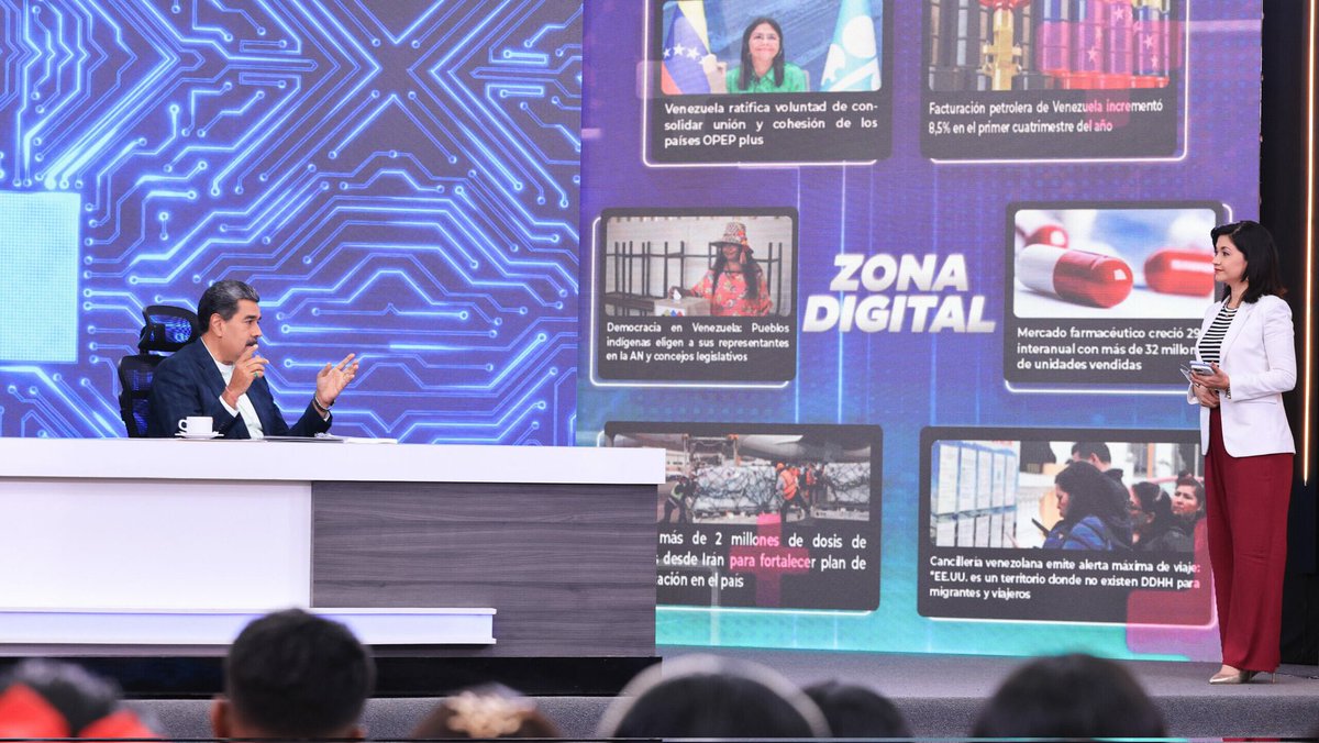 El presidente Nicolás Maduro, anunció avances significativos en tres frentes clave para el desarrollo del país: la diversificación económica, la estabilidad petrolera (OPEP+) y la mediación internacional (China). 

#03junio #Venezuela