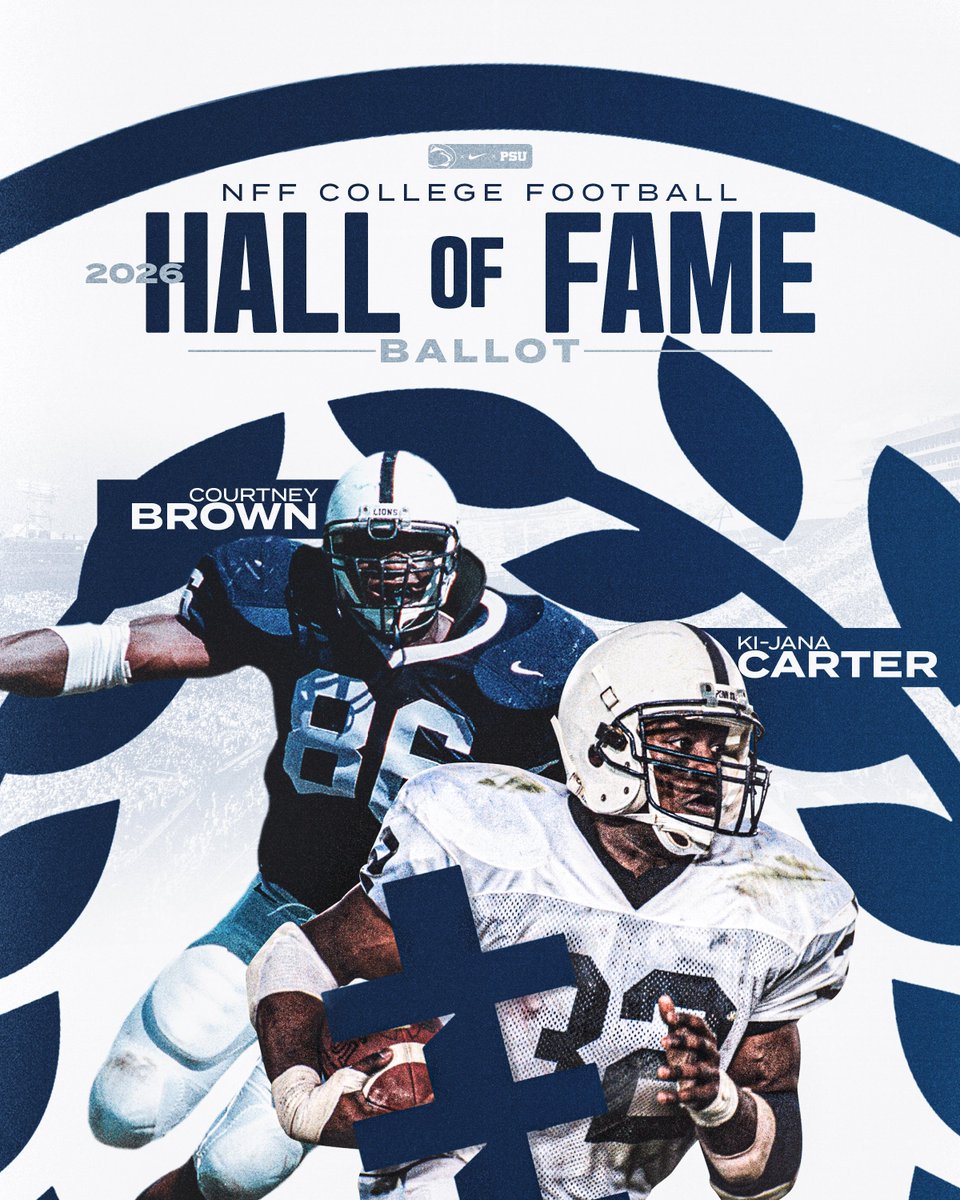 Penn State Football (@pennstatefball) on Twitter photo .<a href="/PennStateFball/">Penn State Football</a> Legends
Courtney Brown & Ki-Jana Carter have been named to the 2026 @CFBHall of Fame ballot.
#WeAre .<a href="/PennStateFball/">Penn State Football</a> Legends
Courtney Brown & Ki-Jana Carter have been named to the 2026 @CFBHall of Fame ballot.
#WeAre
