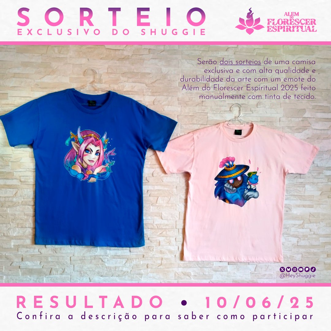 👕 | SORTEIO EXCLUSIVO DO SHUGGIE

    Pra quem me acompanha nas LIVEs já tava sabendo, mas hoje oficialmente estou inicializando o meu primeiro sorteio para presentear os meus seguidores com algo físico. 💖

   Serão 2 sorteios de uma camisa exclusiva com um dos emotes do Além