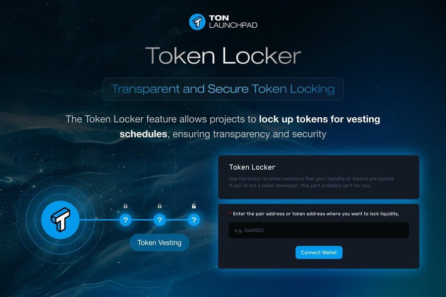 tonlaunchpads's tweet photo. With #TONLaunchpad's Token Locker, projects can lock tokens securely, ensuring #transparency and trust for #investors. Whether for vesting schedules, team allocations, or liquidity locks, our solution guarantees #security and reliability. 🔐 https://t.co/9yZ212cB3n