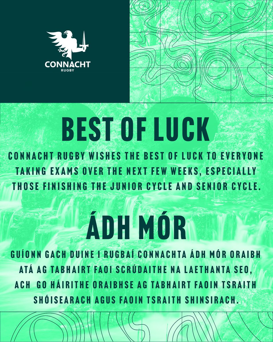 The Junior Cycle and Senior Cycle exams begin today 📚

A special good luck message to all our underage players doing exams 🟢🦅

#OneConnacht