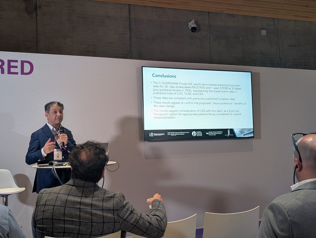 "It seems our fear over giving [dual] antithrombotic therapy may be unfounded," says <a href="/_AdnanSiddiqui/">Adnan H. Siddiqui, MD</a>, outlining the latest data on carotid stenting in tandem-lesion strokes and experiences with <a href="/InspireMD/">InspireMD</a>'s CGUARD device
#LINNCParis <a href="/LINNConline/">LINNC online 🧠</a>