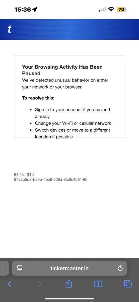 NallenPatrick's tweet photo. @TMIrelandHelp @TMIrelandHelp Hi, I got the email and code but I get this error page when I try to sign in!?? https://t.co/066XH4FLE6