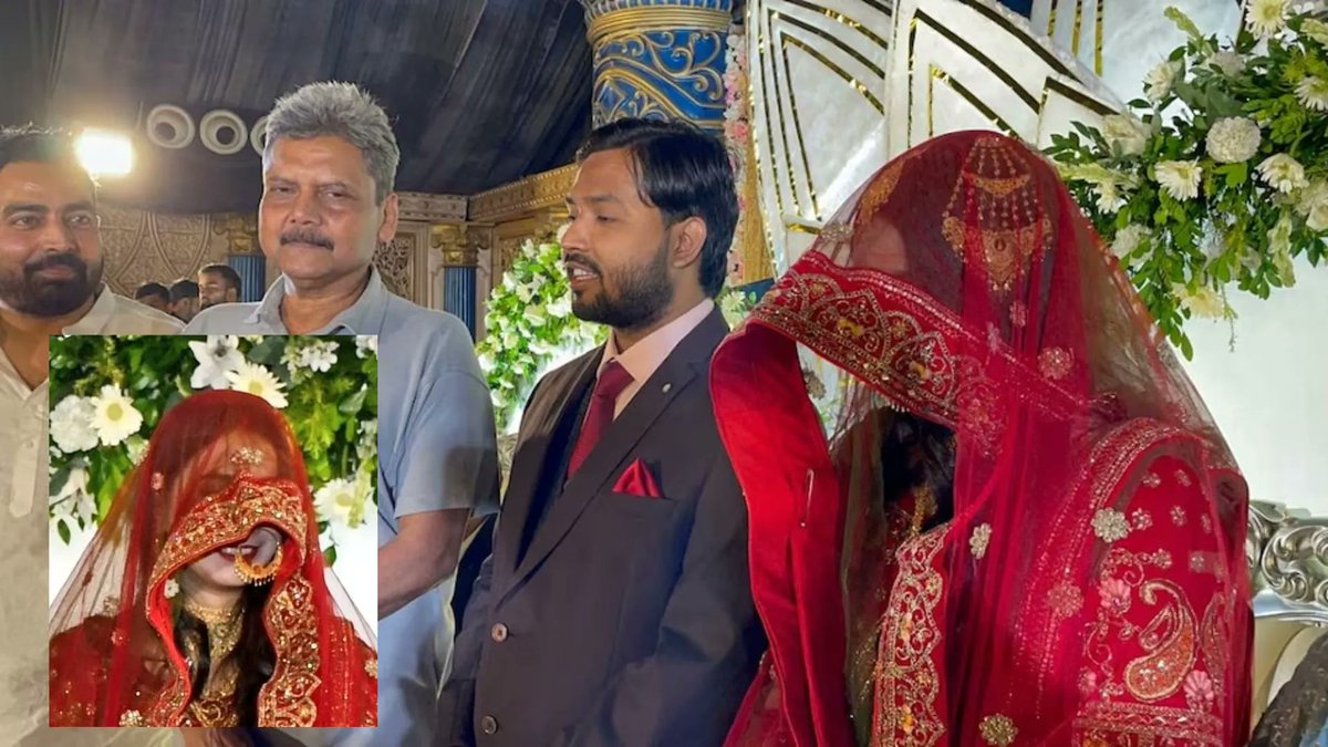NewsX's tweet photo. Khan Sir Married, Who Is His Wife, Hiding Her Face In The Grand Reception In Patna?
Read more :https://t.co/Jhj0cfG96p
#KhanSirWedding #ASkhan #PatnaReception #KhanSirBride #VeilControversy #KhanSirMarriage https://t.co/0efiJzlW9j
