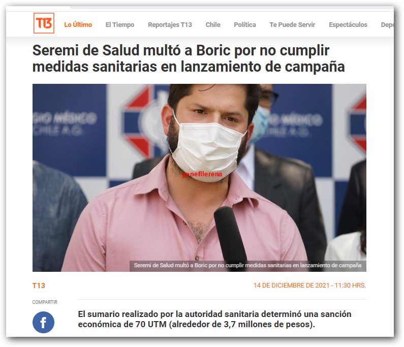 Gene F. Llerena (@gene_llerena) on Twitter photo Oye, <a href="/GabrielBoric/">Gabriel Boric Font</a> ¿pagaste la MULTA de 70 UTM hoy, $4.814.950 y en el gobierno de piñera II, $3.7 palos? Oye, <a href="/GabrielBoric/">Gabriel Boric Font</a> ¿pagaste la MULTA de 70 UTM hoy, $4.814.950 y en el gobierno de piñera II, $3.7 palos?