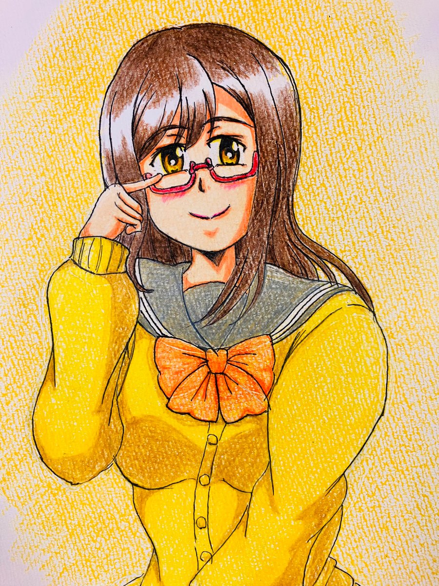 国木田花丸 「#無言で眼鏡娘をあげる見た人もやる」|ほむらのイラスト