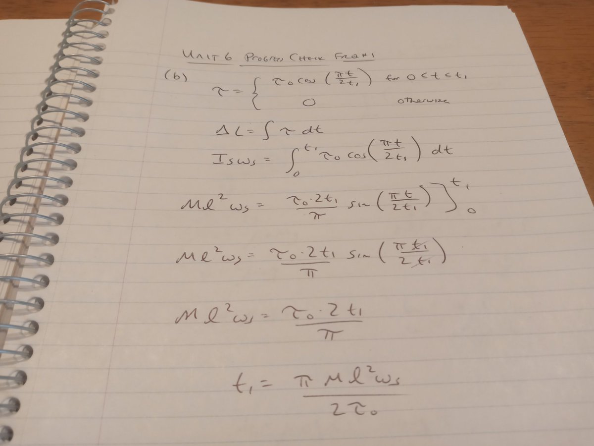 MrAyton's tweet photo. You know you are doing physics with calculus when someone asks you, "How much time will that take?" And your response is to take an integral and give the answer as "pi m l squared ws over 2 tau naught" #physics #apphysics #teach #Science https://t.co/b6dLgUdXhO