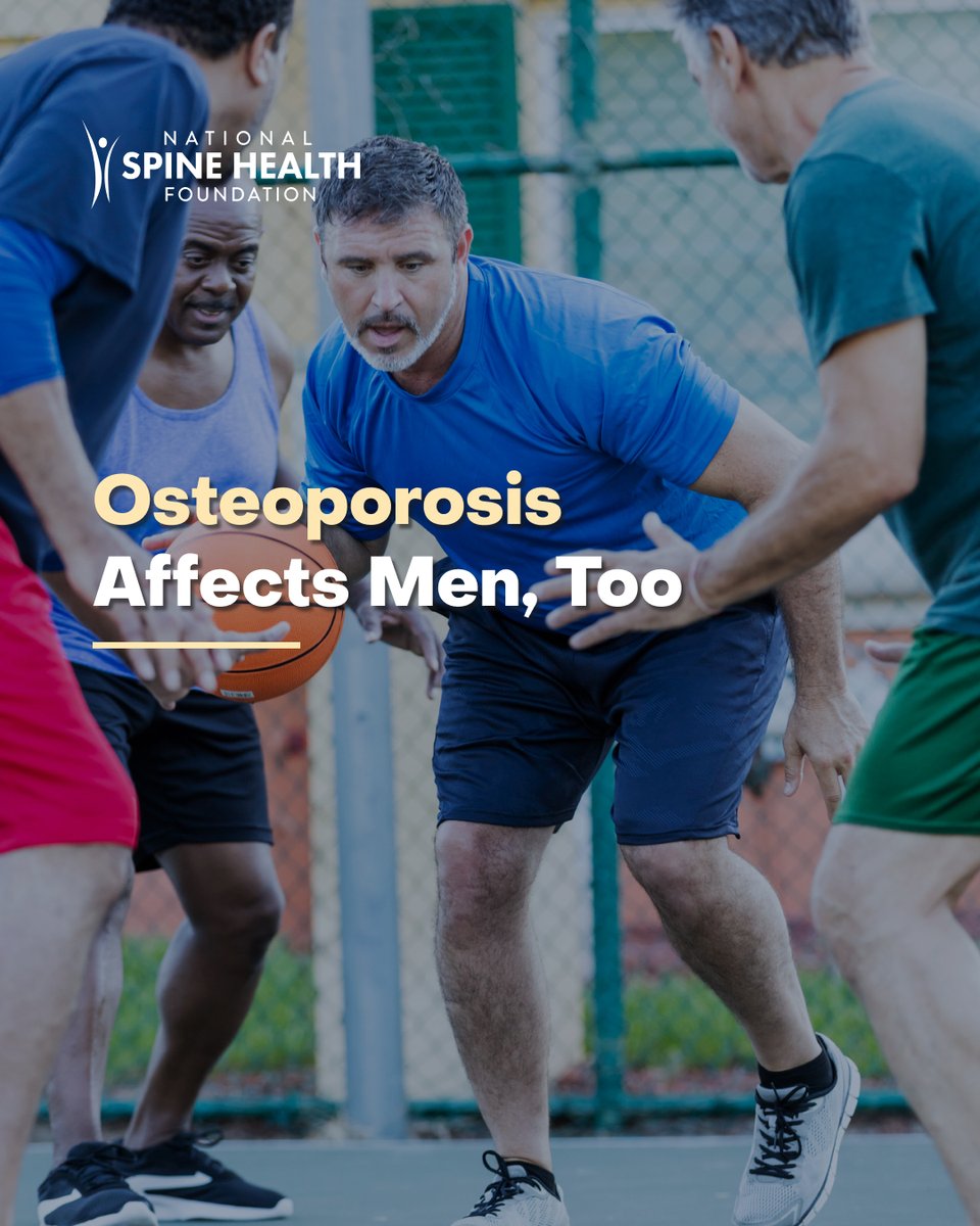SpineHealthFdn's tweet image. 🦴 Think osteoporosis only impacts women? Think again.
Over 2 mil. men in the U.S. are living with osteoporosis, and more have low bone density, increasing their risk for fractures.
➡️ This Men's Health Month, take bone health seriously. 🔗 spinehealth.org/osteoporosis-i…
#MensHealth