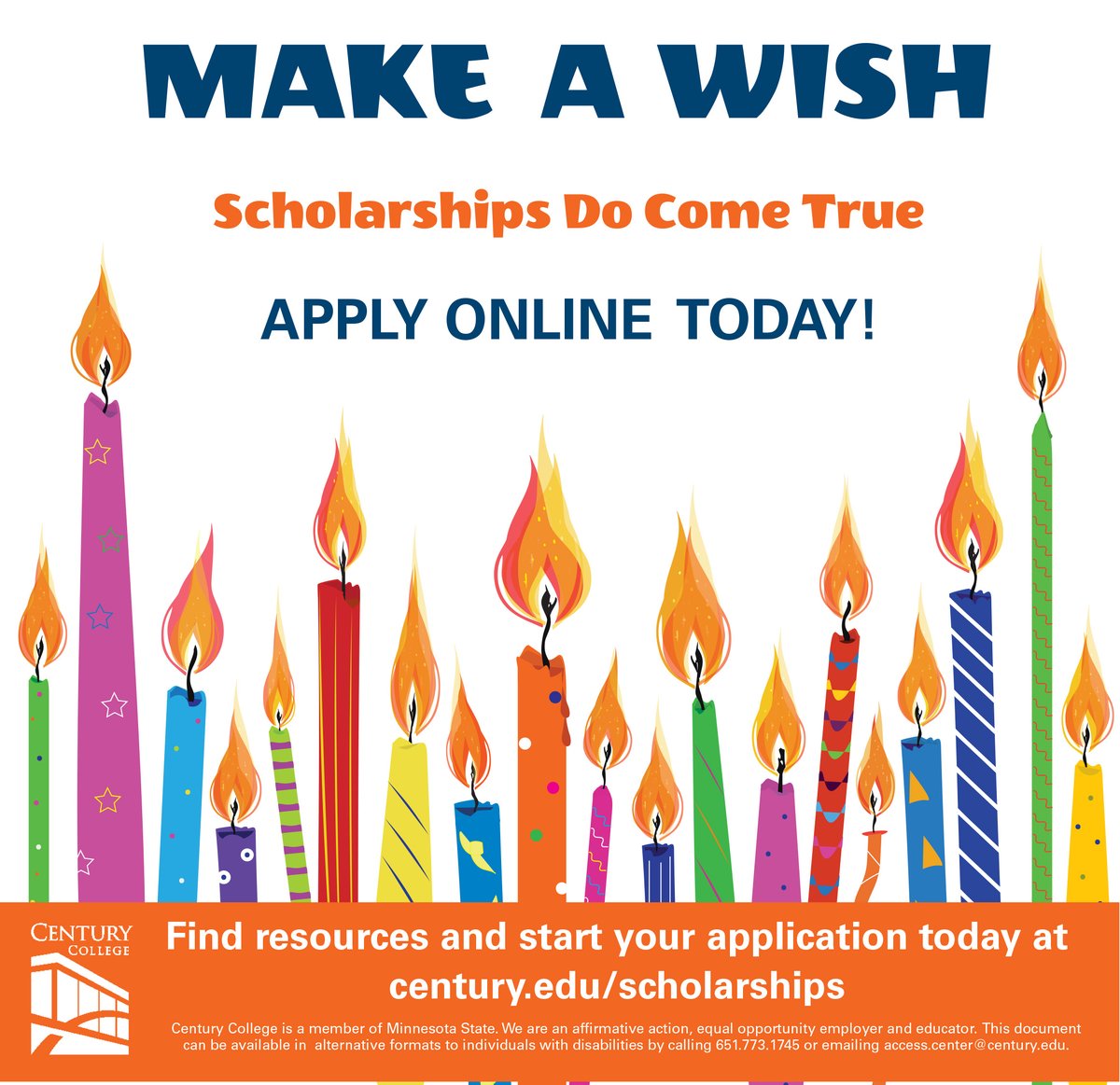 The wait is OVER — Century College’s 2025-2026 Round 2 Scholarships are officially OPEN! 🚀
Over $300,000 in scholarships are up for grabs — don’t miss your shot!

✅ Apply now: century.edu/giving/foundat…

🎥 Need a boost? Watch our Scholarship Bootcamp video for tips!