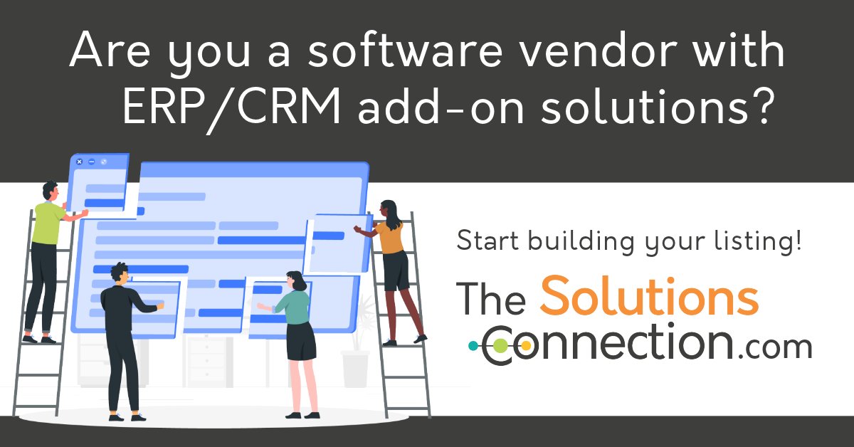 Matching end users with software solutions - one search at a time - that's <a href="/TSCDirectory/">The Solutions Connection</a>! An all-round search tool and your one-stop directory of software add-on solutions spanning multiple #ERP and #CRM publishers.

Try it out for yourself: bit.ly/3wHNJ9P