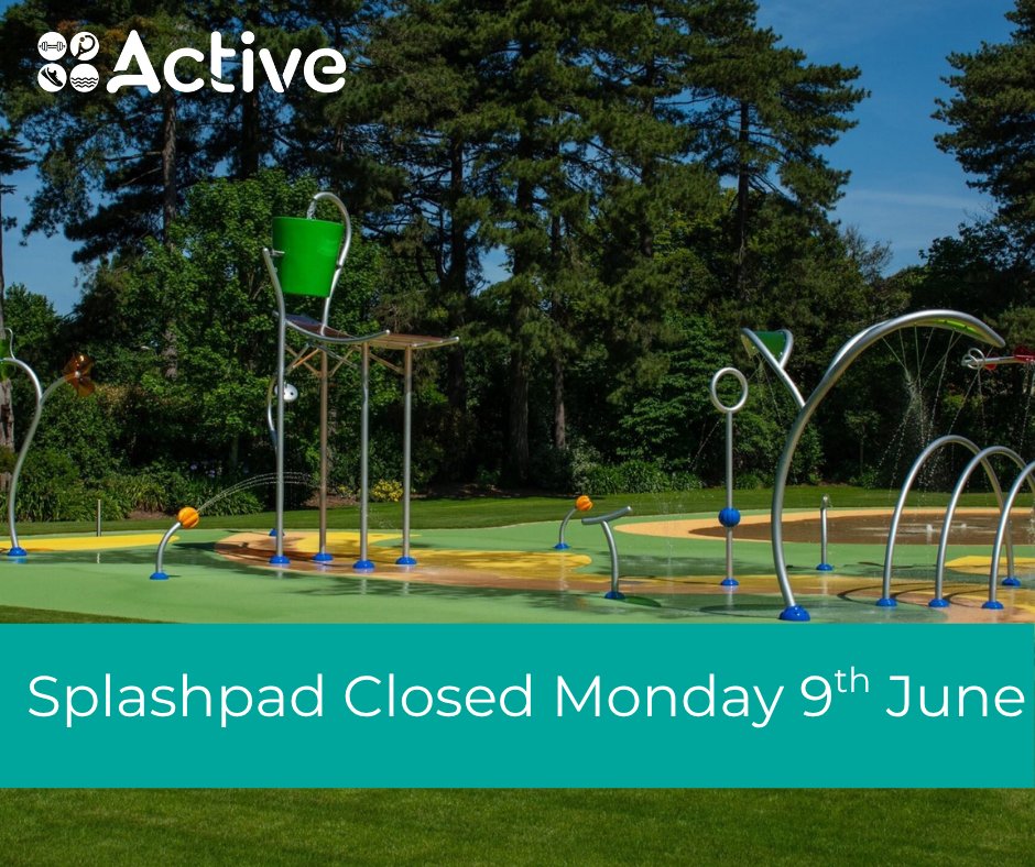 Reminder: The Splashpad at Coronation Park is closed today, Monday 9th June for essential repairs to the swing bucket. Thank you for your understanding.