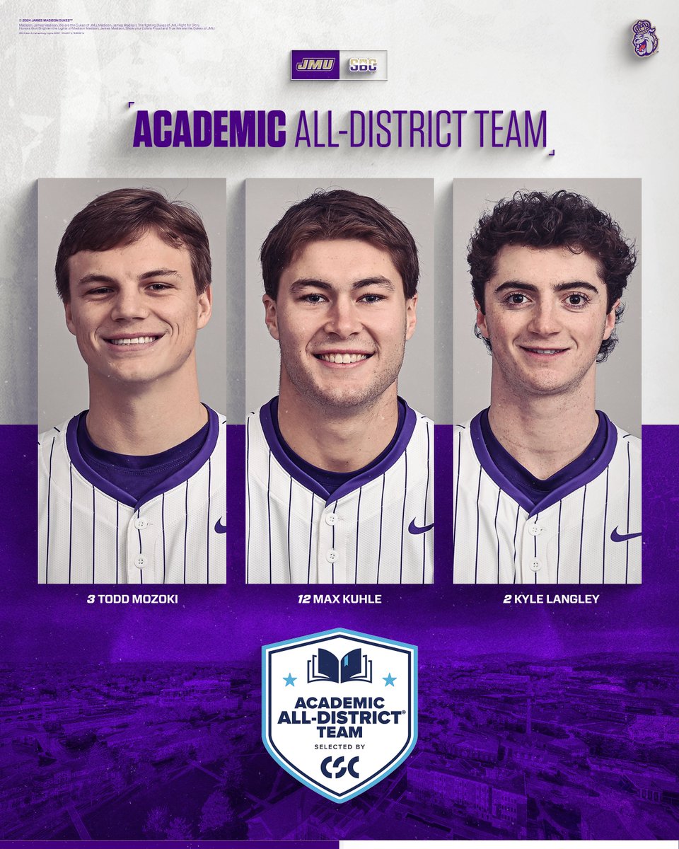 JMU Baseball (@jmubaseball) on Twitter photo A trio of Dukes have been named to the <a href="/CollSportsComm/">College Sports Communicators</a> Academic All-District Team!
π° | tinyurl.com/23psy2lv
#GoDukes A trio of Dukes have been named to the <a href="/CollSportsComm/">College Sports Communicators</a> Academic All-District Team!
π° | tinyurl.com/23psy2lv
#GoDukes