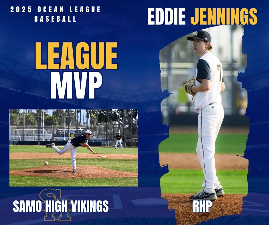 eddie.jennings2025 (@ejennings2025) on Twitter photo Honored to be named MVP of the Ocean League. Thank you to my <a href="/SAMO_Baseball/">SAMOHI Vikings Baseball</a> coaches and teammates for an incredible season and an amazing 4 years.
<a href="/CAARainel10/">Rainel Caranto-Regional Advisor</a> <a href="/hardy03bsbl/">Steven Hardesty</a> <a href="/CalHiSports/">Cal-Hi Sports</a> <a href="/qmcgrath30/">Quentin McGrath</a> <a href="/biolabaseball/">Biola Baseball</a> <a href="/jrodg20/">Jesse Rodgers</a> Honored to be named MVP of the Ocean League. Thank you to my <a href="/SAMO_Baseball/">SAMOHI Vikings Baseball</a> coaches and teammates for an incredible season and an amazing 4 years.
<a href="/CAARainel10/">Rainel Caranto-Regional Advisor</a> <a href="/hardy03bsbl/">Steven Hardesty</a> <a href="/CalHiSports/">Cal-Hi Sports</a> <a href="/qmcgrath30/">Quentin McGrath</a> <a href="/biolabaseball/">Biola Baseball</a> <a href="/jrodg20/">Jesse Rodgers</a>