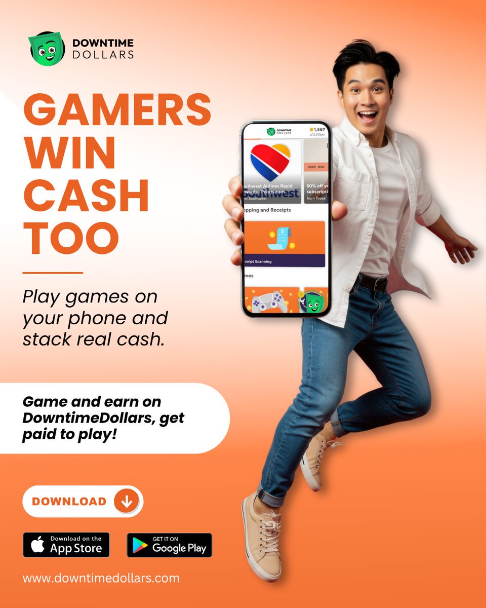 Gamers, win real cash too! Play games on your phone and stack up cash rewards. Why just play when you can get paid to play?

Download Downtime Dollars and start earning while gaming!

#MobileGaming #EarnCashPlaying #GameAndEarn #DowntimeDollars #CashRewards #GamingCommunity