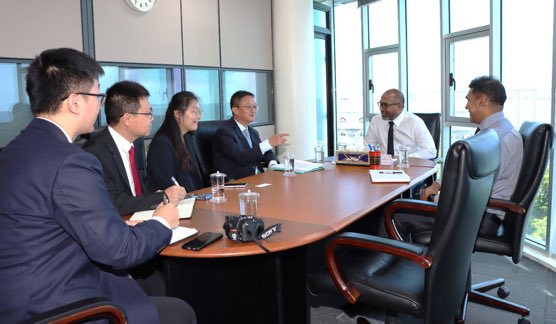 H.E. Mr Kong Xian Hua <a href="/China_Amb_Mdv/">Ambassador Kong Xianhua</a>, Ambassador of China to the Maldives, paid a courtesy call on <a href="/min_mohst/">Minister of Homeland Security & Technology</a>. Discussed strengthening ties between the two nations, with a focus on collaboration in security and technology.
