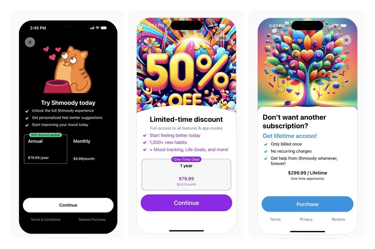 muratworks's tweet image. Here's the hack 
- Show paywall after onboarding
- Offer a discount in the next step if the user closes it
- Provide lifetime options