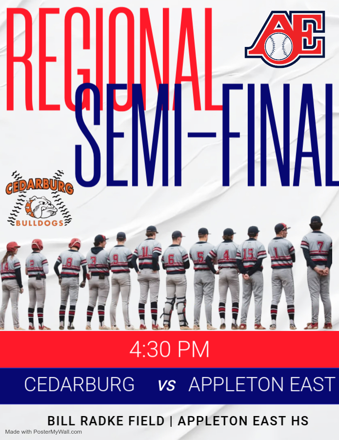 Appleton East Baseball (@aeastbaseball) on Twitter photo GAME DAY
REGIONAL SEMI-FINAL
π #12 <a href="/CedarburgBB/">Cedarburg Baseball</a>
π 4:30 PM
ποΈ Bill Radke Field, <a href="/AppletonEast/">Appleton East</a>
#RunItBack #GoEast GAME DAY
REGIONAL SEMI-FINAL
π #12 <a href="/CedarburgBB/">Cedarburg Baseball</a>
π 4:30 PM
ποΈ Bill Radke Field, <a href="/AppletonEast/">Appleton East</a>
#RunItBack #GoEast