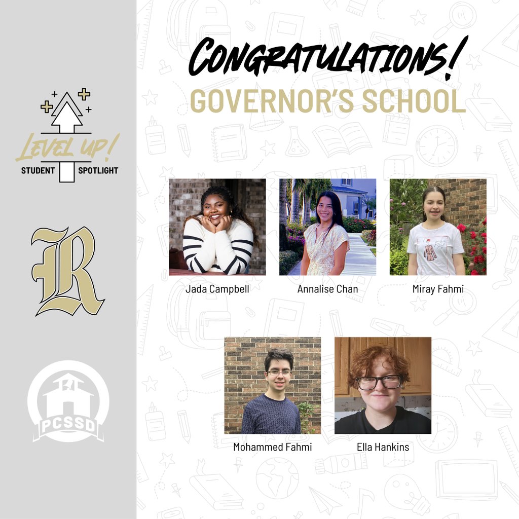 RHS_Senators's tweet image. Congratulations to our 5 rising seniors who will be attending Arkansas Governor's School in July. This prestigious summer enrichment program will allow them to deepen their knowledge of a chosen subject and level up their career and college plans.